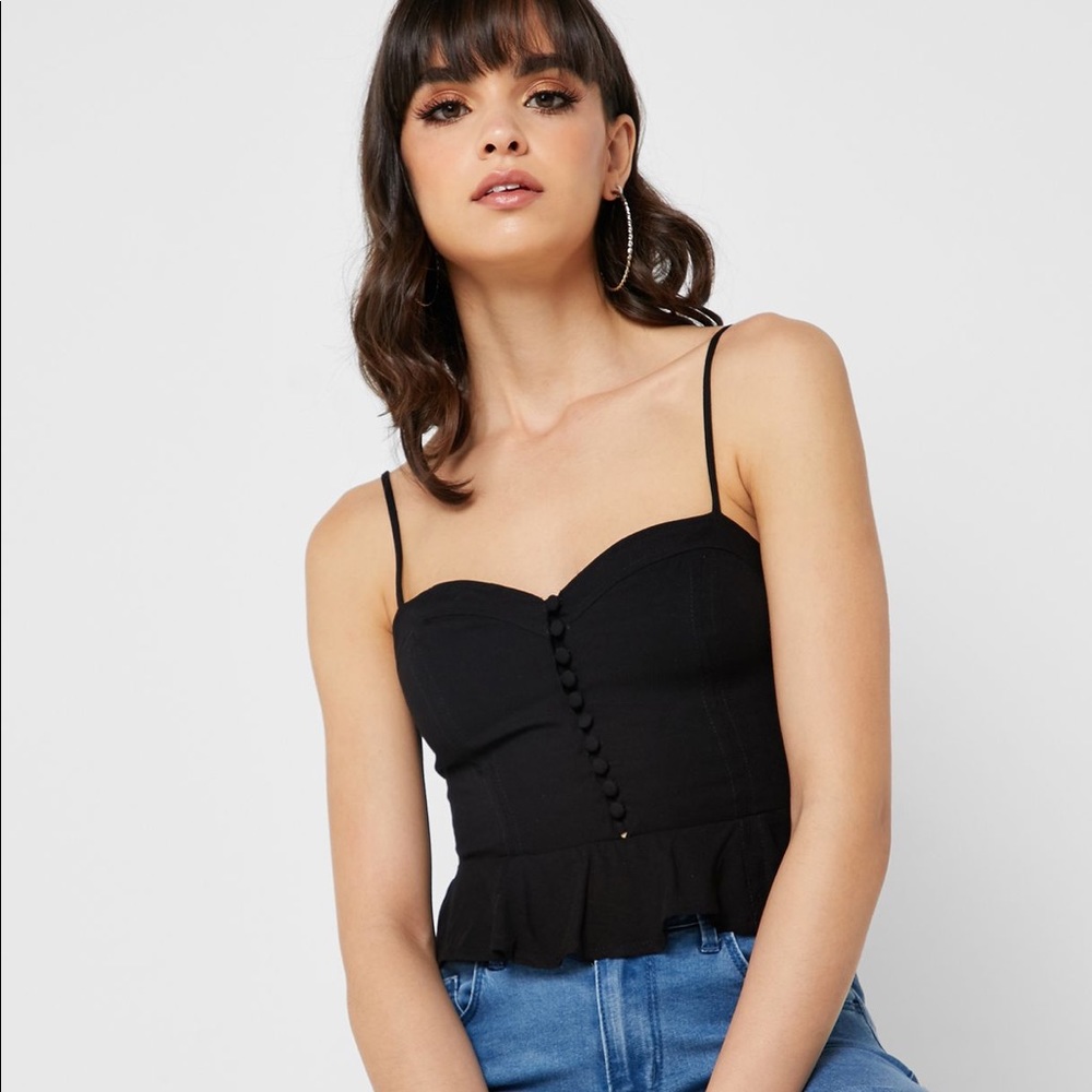 NWOT Forever 21 Button Down Crop Cami Top Black
